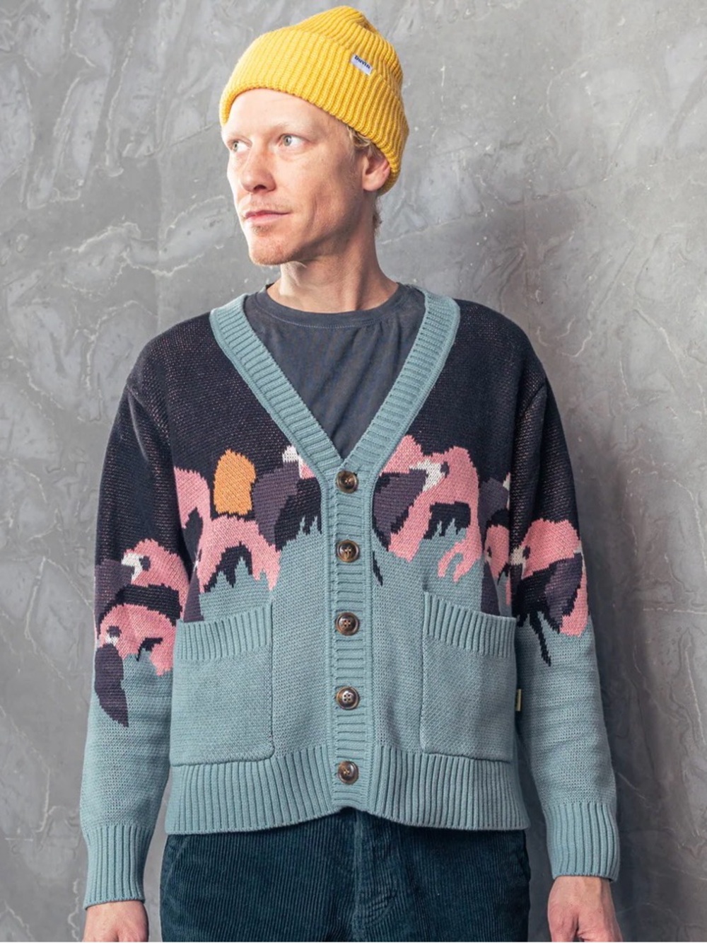 Duvin Rare Flamingo Cardigan 💯 Cotton